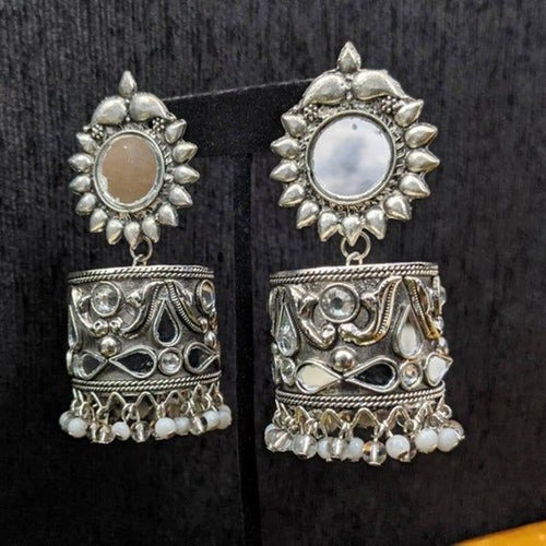 Mirror Oxidized Jhumka